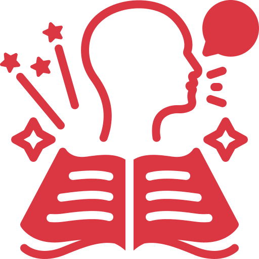 A red background with a faint outline of a gift box and a bow.