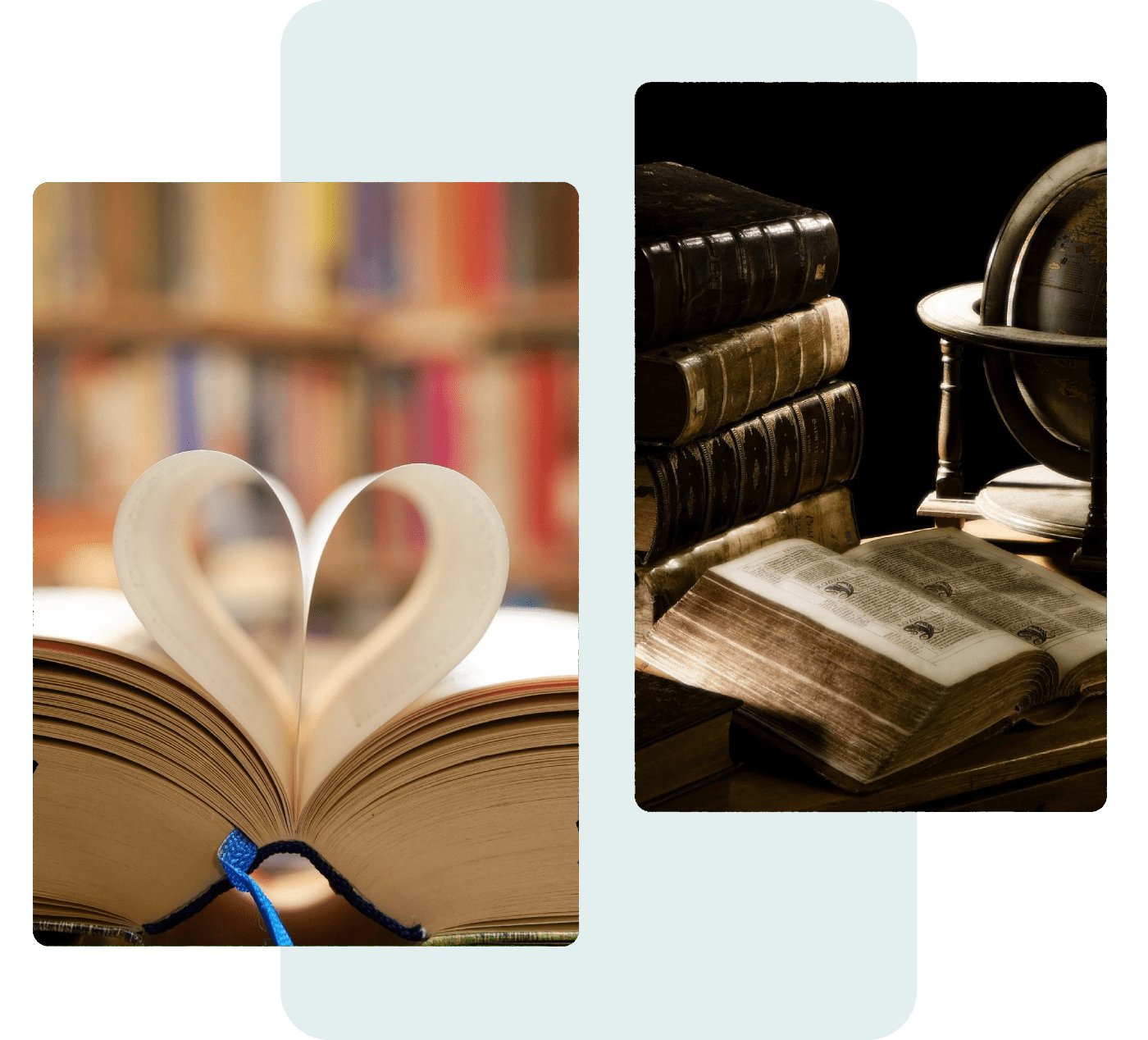 An open book with pages folded into a heart shape.